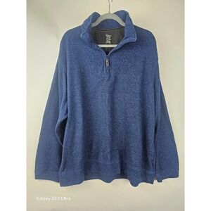 Men's quarter zip, Hudson River, cotton blend, blue knit, szXXL